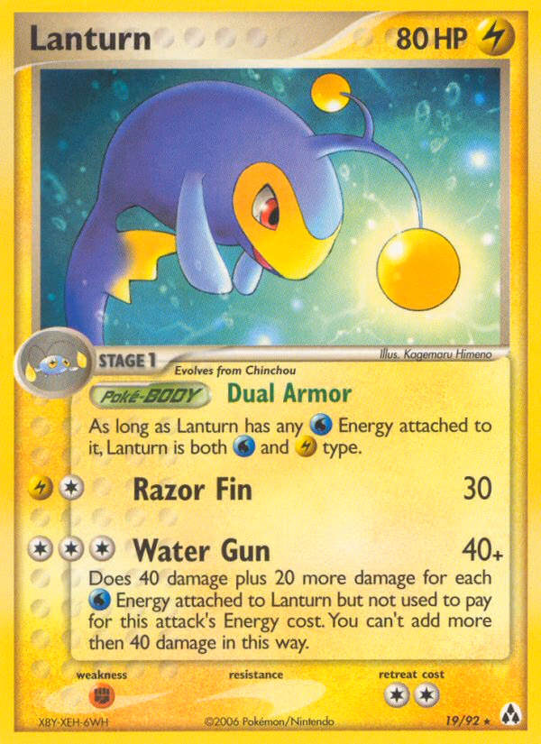 Lanturn Pokemon card (19/92, Legend Maker)