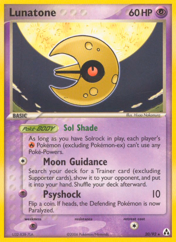Lunatone Pokemon card (20/92, Legend Maker)