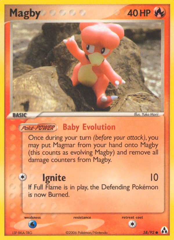 Magby Pokemon card (58/92, Legend Maker)