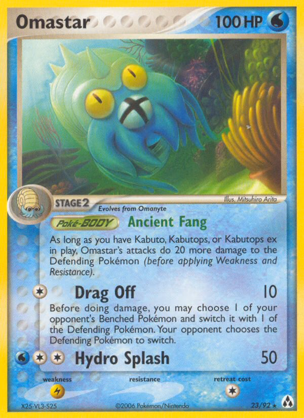 Omastar Pokemon card (23/92, Legend Maker)