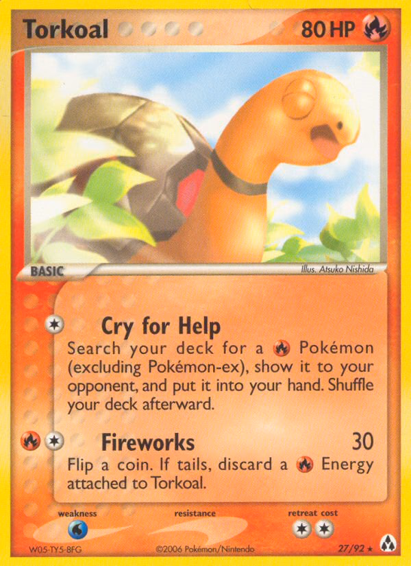 Torkoal Pokemon card (27/92, Legend Maker)