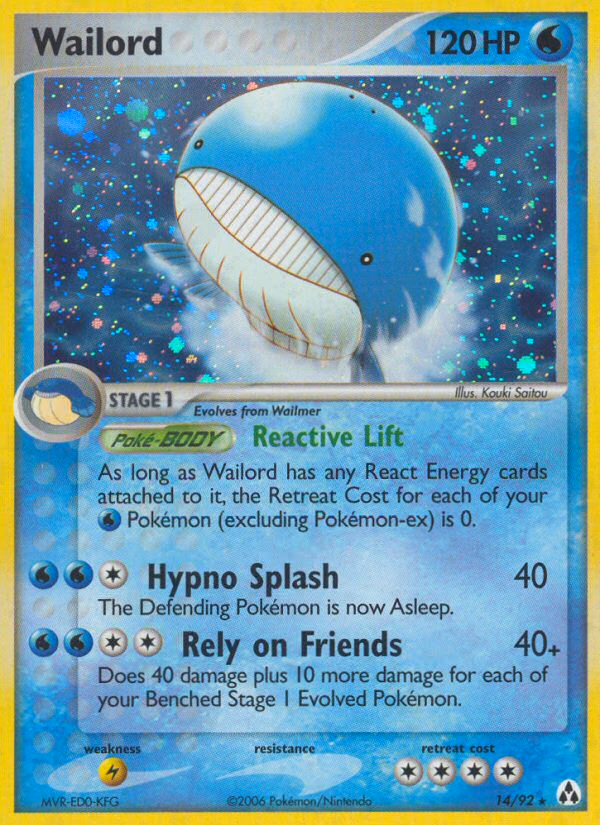 Wailord Pokemon card (14/92, Legend Maker)