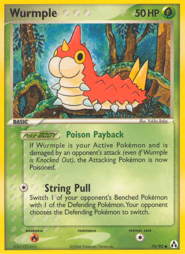 Wurmple Pokemon card (70/92, Legend Maker)