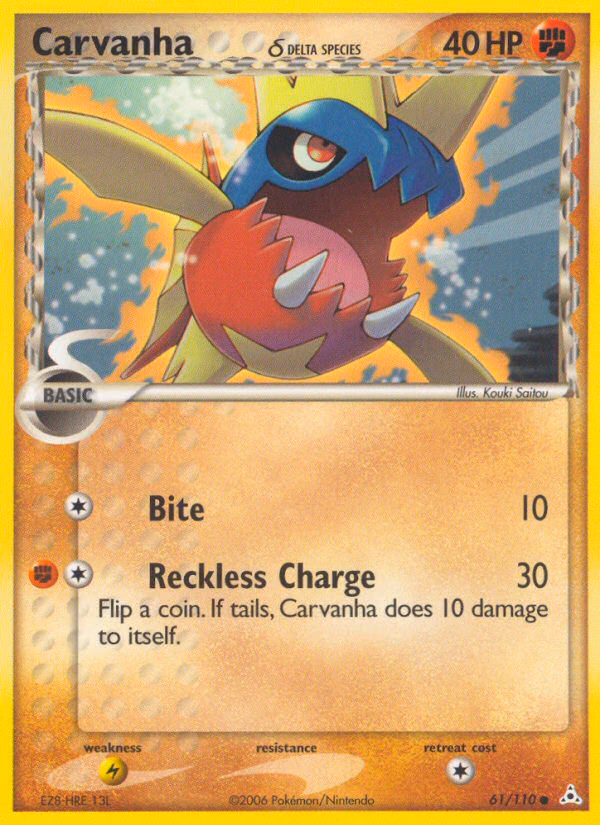 Carvanha δ Pokemon card (61/110, Holon Phantoms)