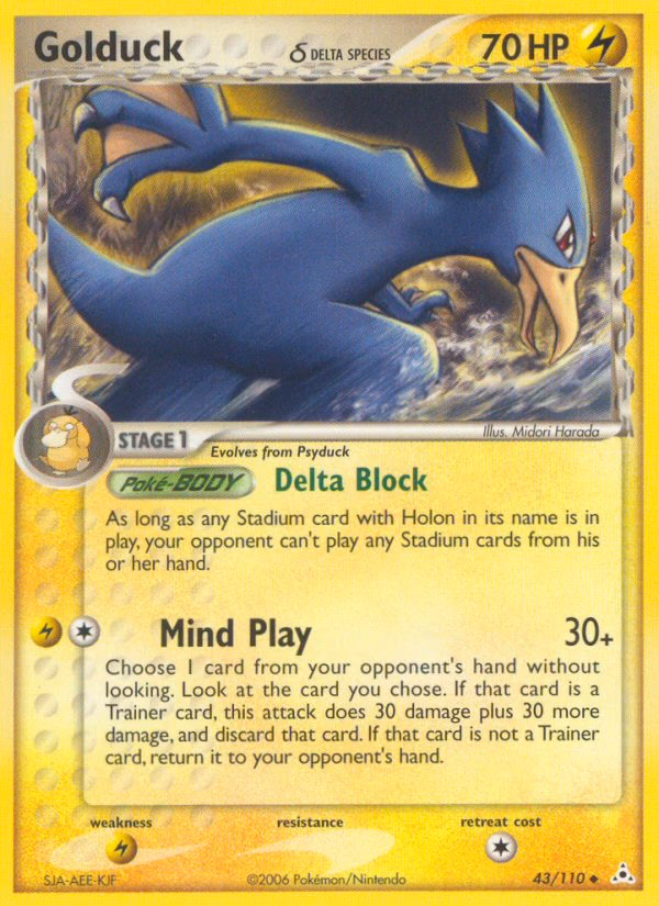 Golduck δ Pokemon card (43/110, Holon Phantoms)