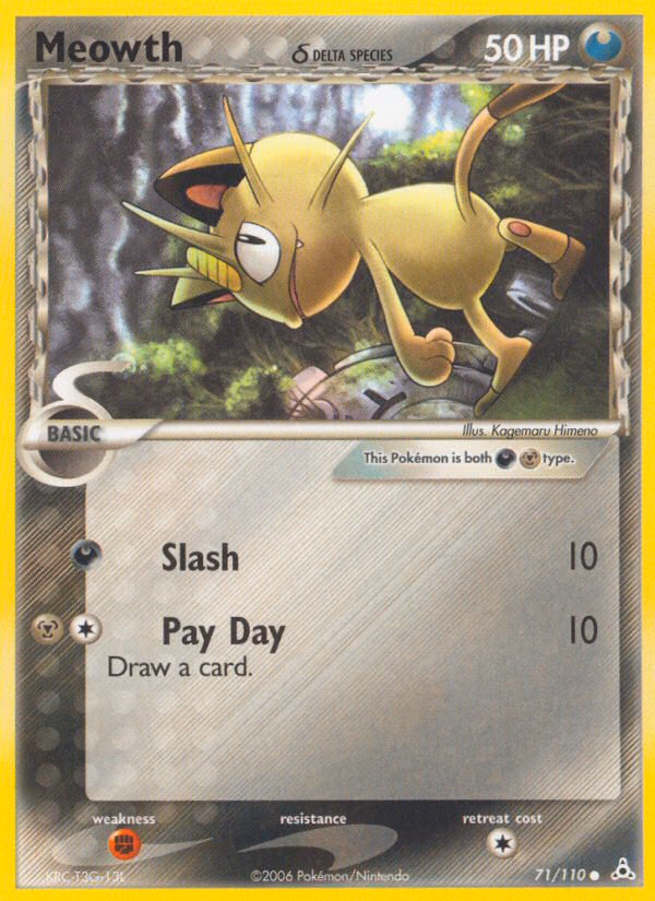 Meowth δ Pokemon card (71/110, Holon Phantoms)
