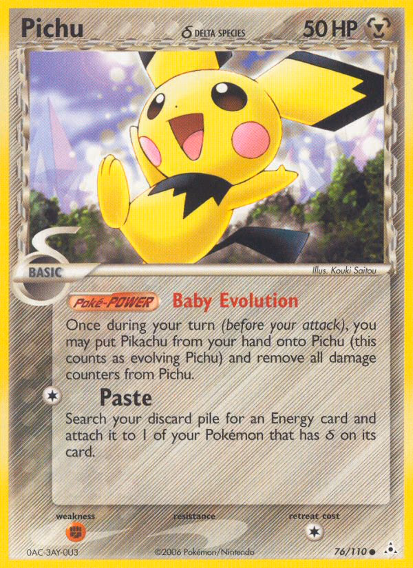 Pichu δ Pokemon card (76/110, Holon Phantoms)