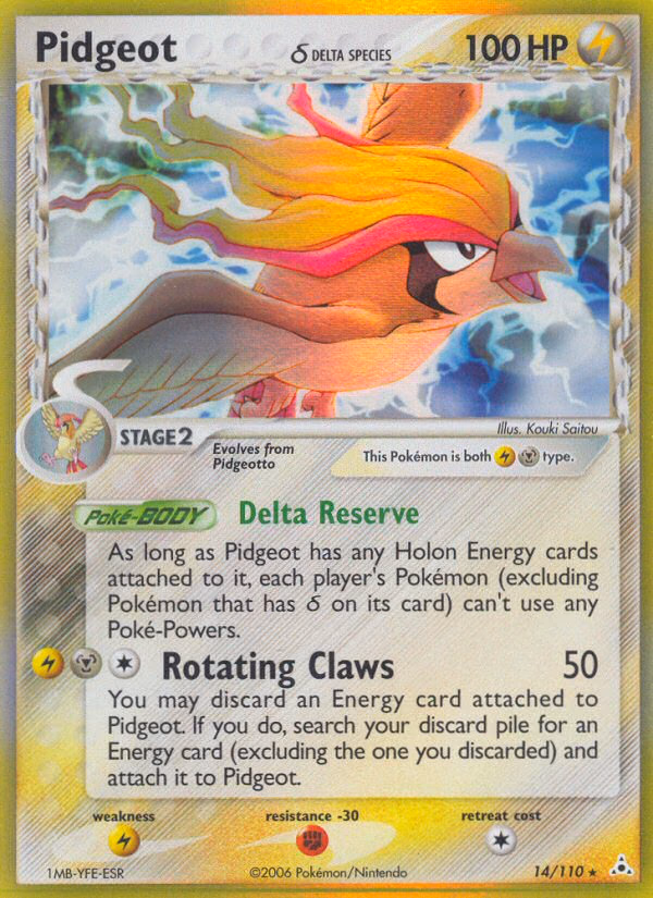 Pidgeot δ Pokemon card (14/110, Holon Phantoms)
