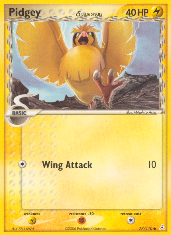 Pidgey δ Pokemon card (77/110, Holon Phantoms)