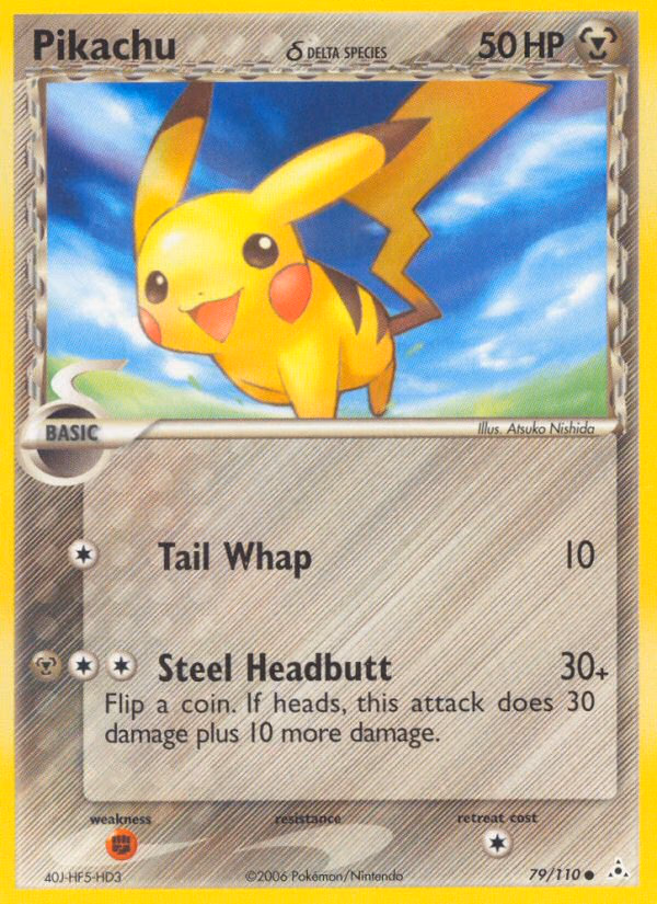 Pikachu δ Pokemon card (79/110, Holon Phantoms)