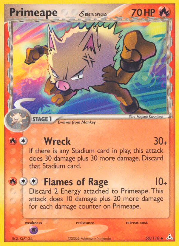 Primeape δ Pokemon card (50/110, Holon Phantoms)