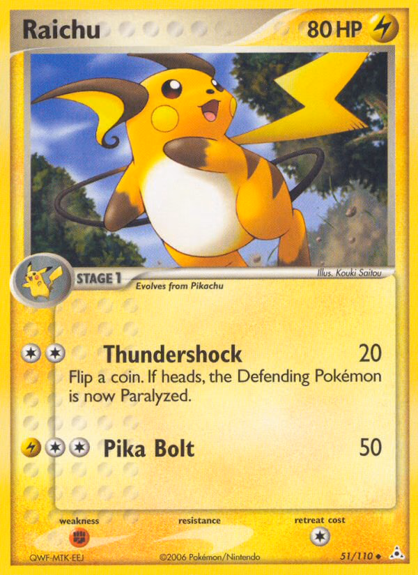 Raichu Pokemon card (51/110, Holon Phantoms)