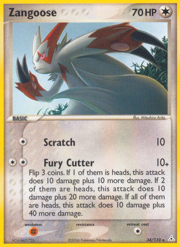 Zangoose Pokemon card (34/110, Holon Phantoms)
