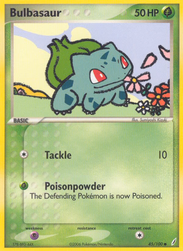 Bulbasaur Pokemon card (45/100, Crystal Guardians)