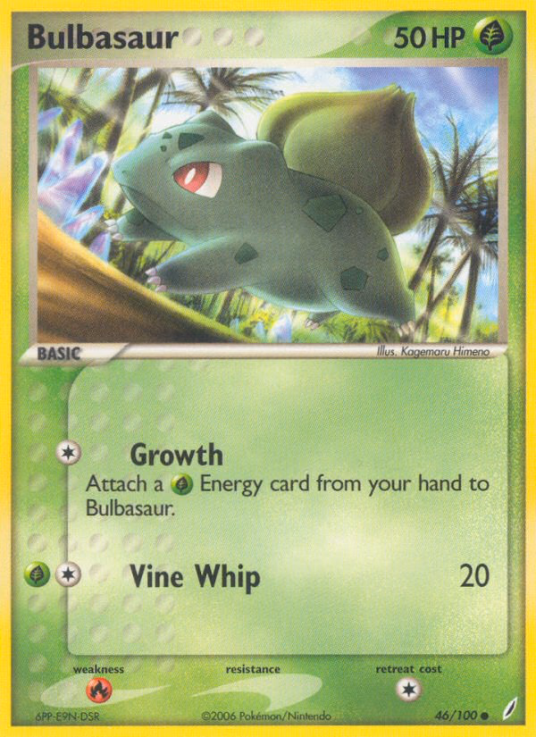 Bulbasaur Pokemon card (46/100, Crystal Guardians)