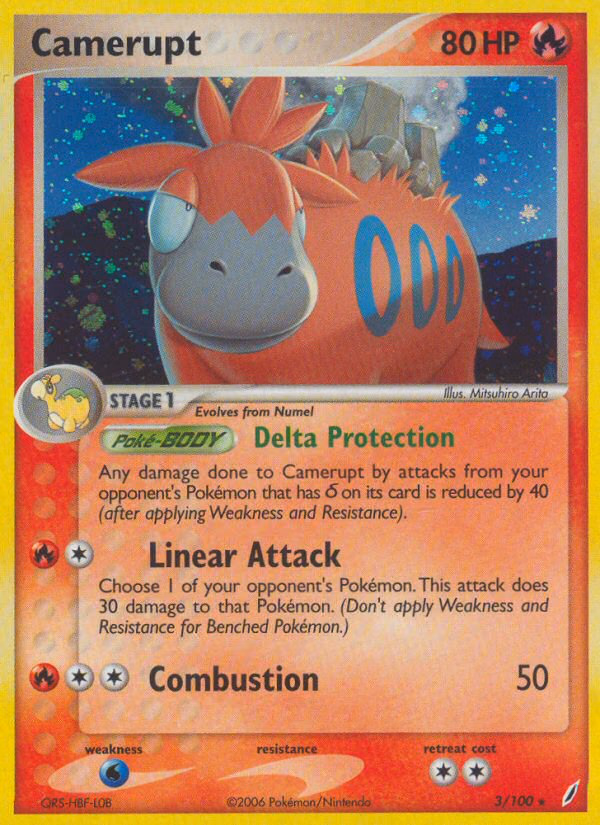 Camerupt Pokemon card (3/100, Crystal Guardians)