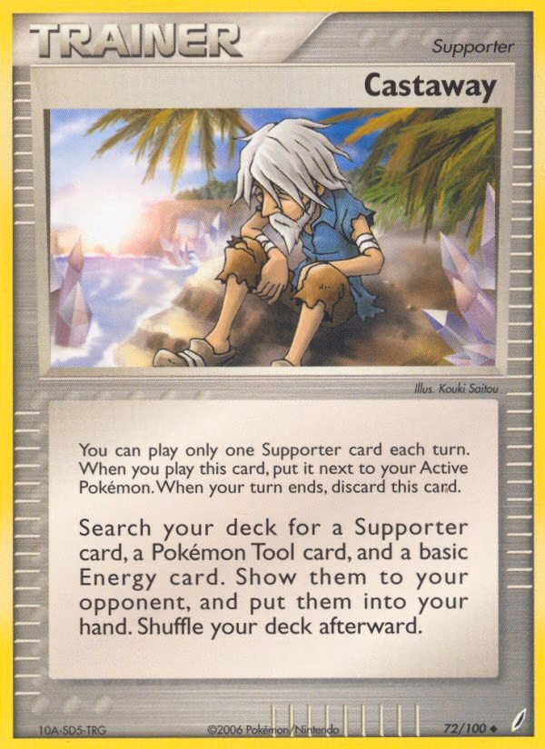 Castaway Pokemon card (72/100, Crystal Guardians)