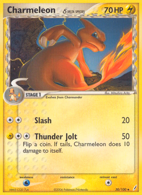 Charmeleon δ Pokemon card (30/100, Crystal Guardians)