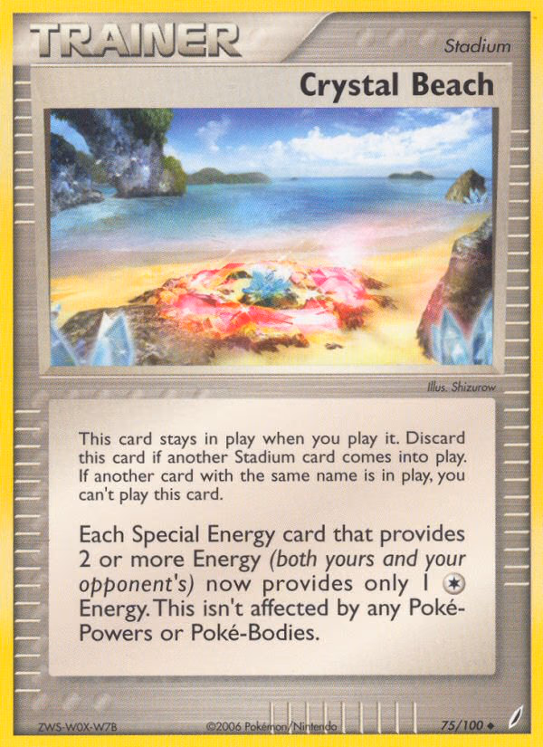 Crystal Beach Pokemon card (75/100, Crystal Guardians)