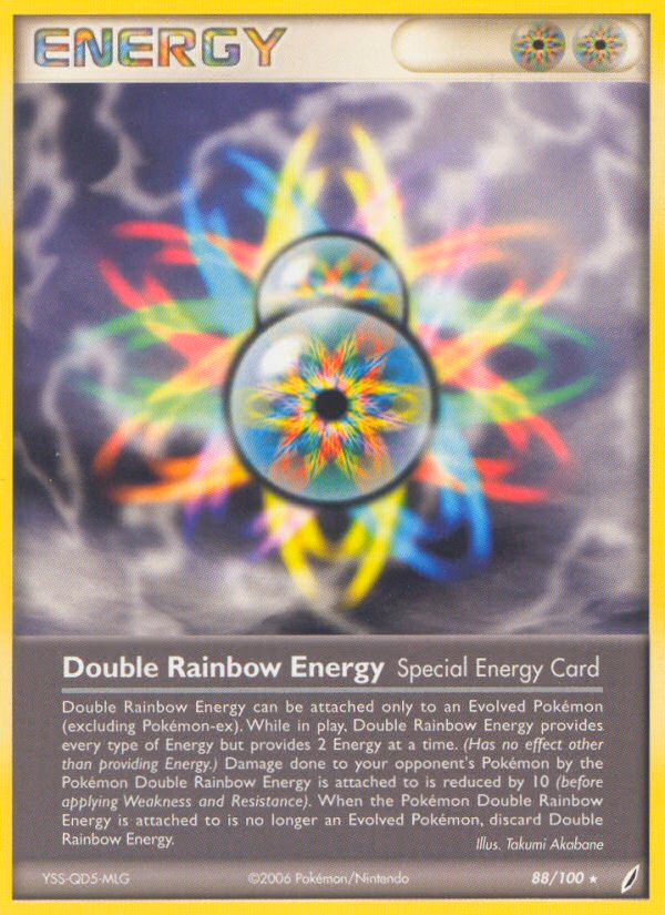 Double Rainbow Energy Pokemon card (88/100, Crystal Guardians)
