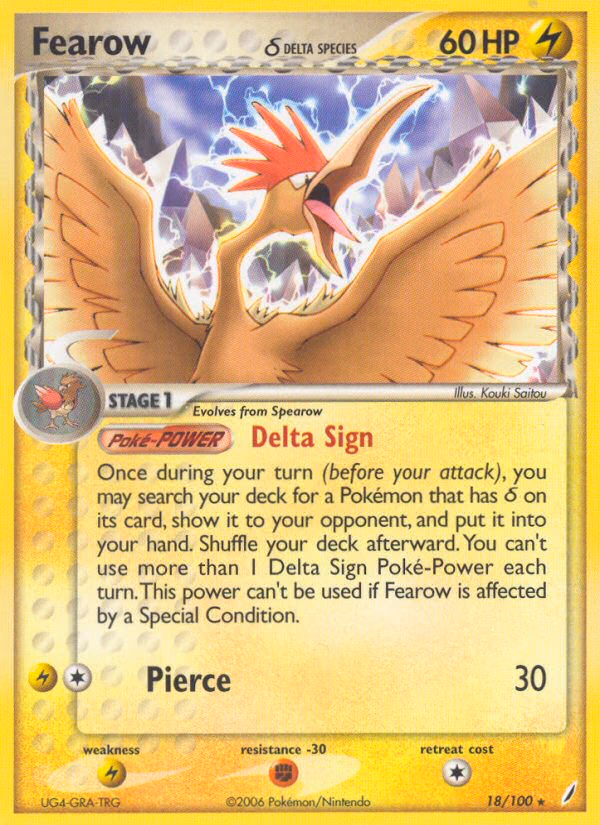 Fearow δ Pokemon card (18/100, Crystal Guardians)