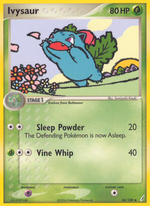 Ivysaur Pokemon card (34/100, Crystal Guardians)