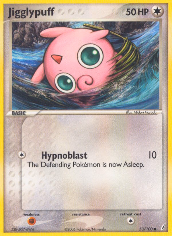 Jigglypuff Pokemon card (53/100, Crystal Guardians)