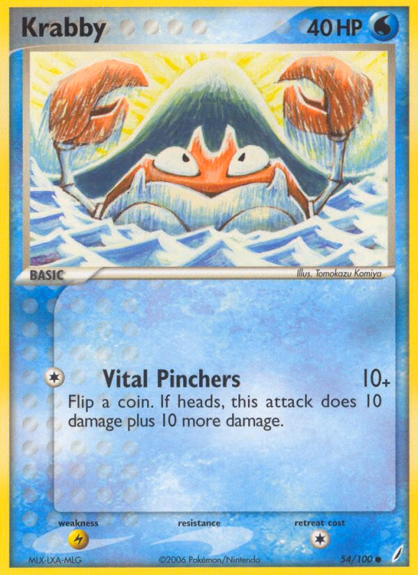 Krabby Pokemon card (54/100, Crystal Guardians)