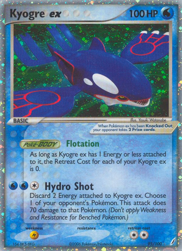 Kyogre ex Pokemon card (95/100, Crystal Guardians)