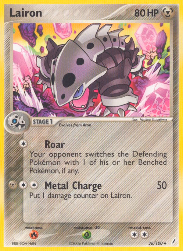 Lairon Pokemon card (36/100, Crystal Guardians)
