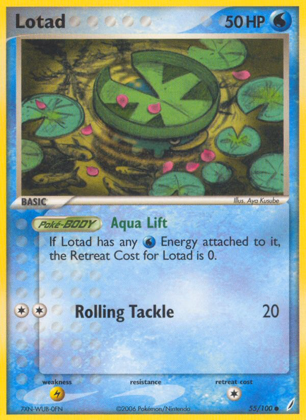 Lotad Pokemon card (55/100, Crystal Guardians)