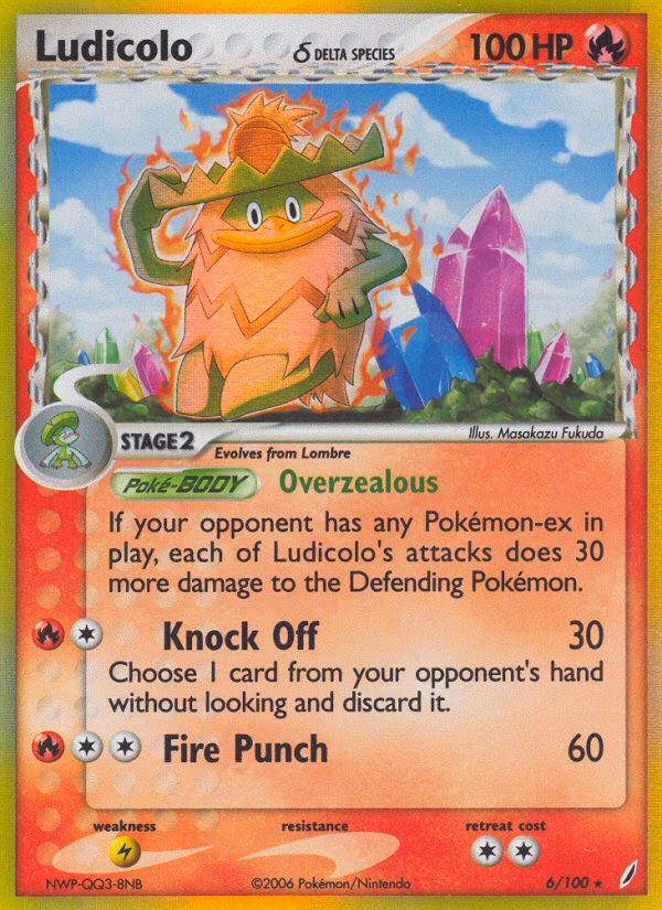Ludicolo δ Pokemon card (6/100, Crystal Guardians)