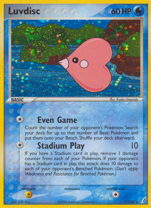 Luvdisc Pokemon card (7/100, Crystal Guardians)