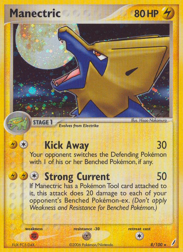 Manectric Pokemon card (8/100, Crystal Guardians)