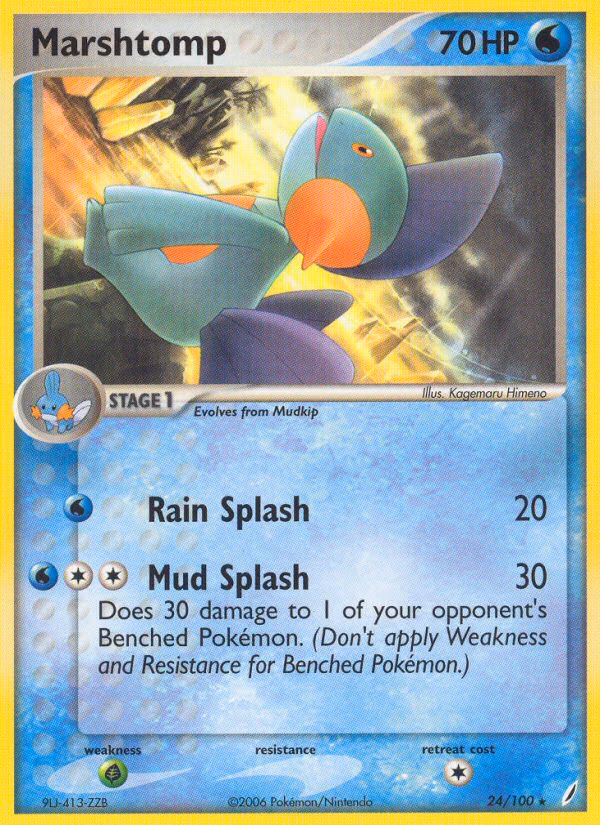 Marshtomp Pokemon card (24/100, Crystal Guardians)