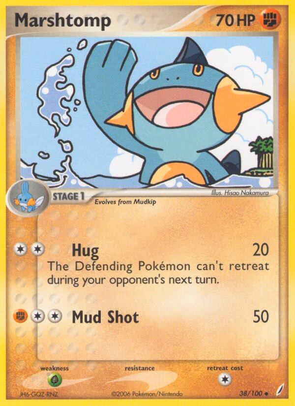 Marshtomp Pokemon card (38/100, Crystal Guardians)
