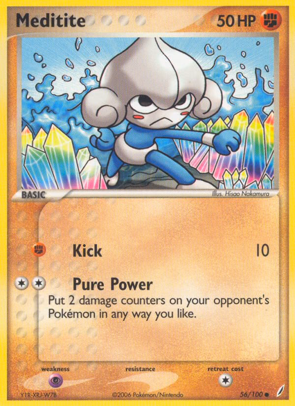 Meditite Pokemon card (56/100, Crystal Guardians)