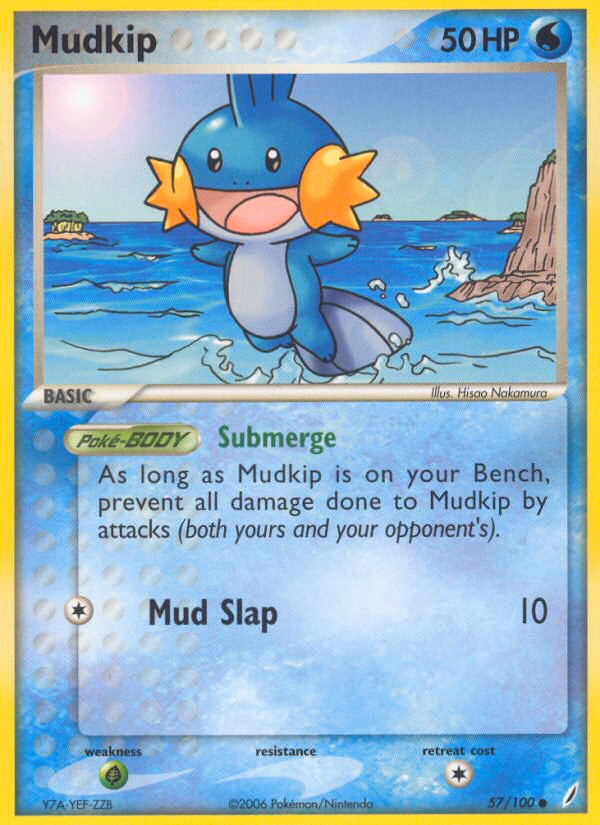 Mudkip Pokemon card (57/100, Crystal Guardians)