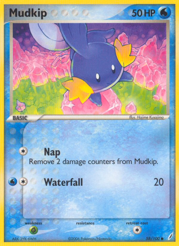 Mudkip Pokemon card (58/100, Crystal Guardians)