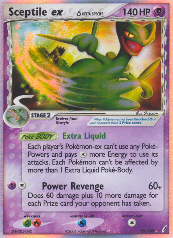 Sceptile ex δ Pokemon card (96/100, Crystal Guardians)