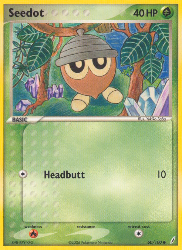 Seedot Pokemon card (60/100, Crystal Guardians)
