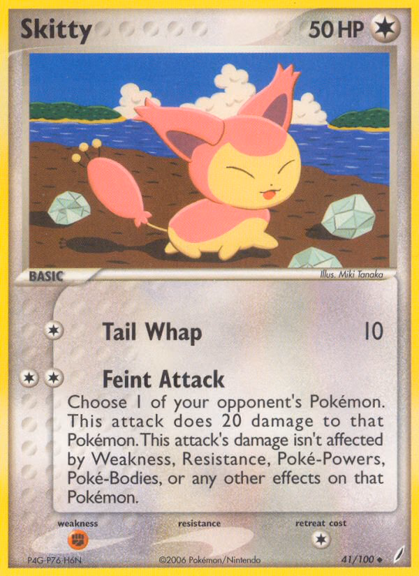 Skitty Pokemon card (41/100, Crystal Guardians)
