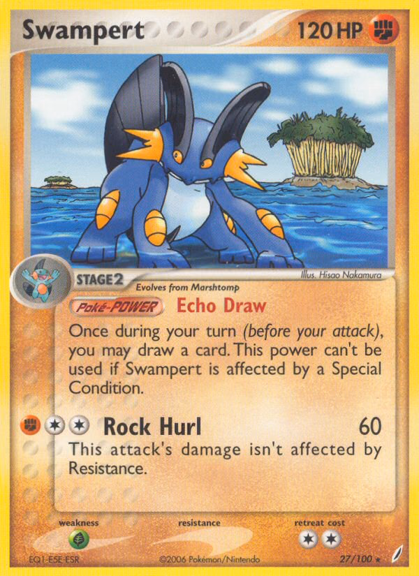 Swampert Pokemon card (27/100, Crystal Guardians)
