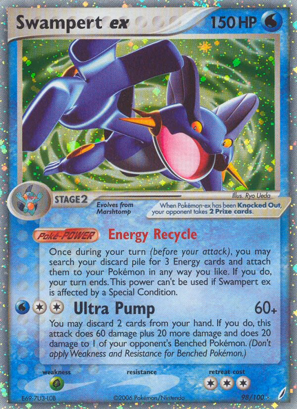 Swampert ex Pokemon card (98/100, Crystal Guardians)