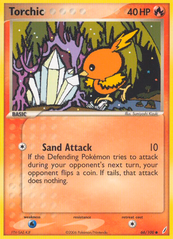 Torchic Pokemon card (66/100, Crystal Guardians)