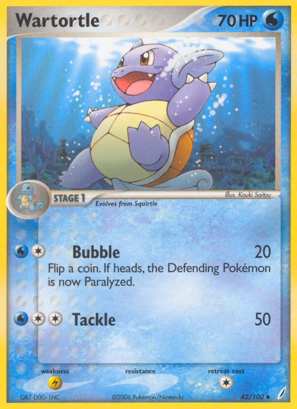 Wartortle Pokemon card (42/100, Crystal Guardians)