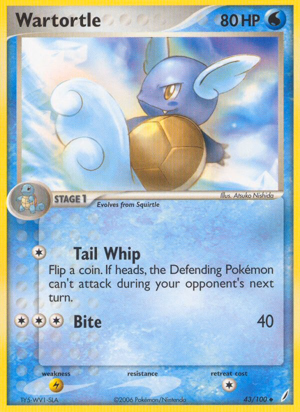 Wartortle Pokemon card (43/100, Crystal Guardians)