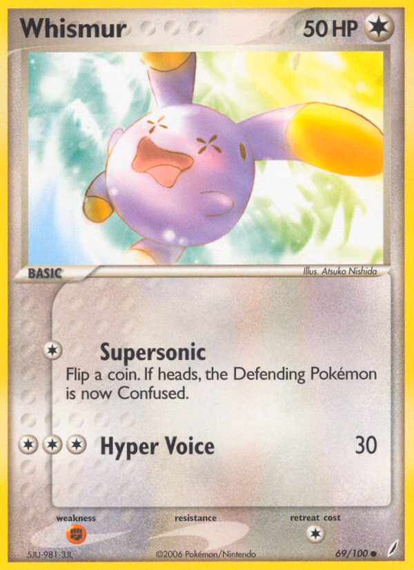 Whismur Pokemon card (69/100, Crystal Guardians)