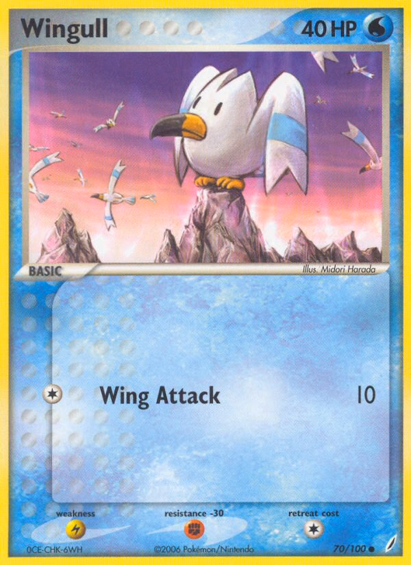 Wingull Pokemon card (70/100, Crystal Guardians)