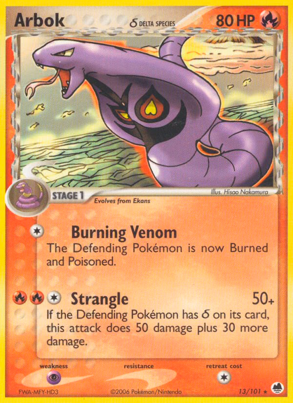 Arbok δ Pokemon card (13/101, Dragon Frontiers)